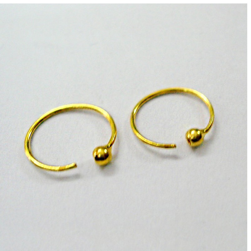 18 Kt Hallmark Real Solid Yellow Gold Infant Cartilage Huggie Hoop Earrings 10MM - Image 3