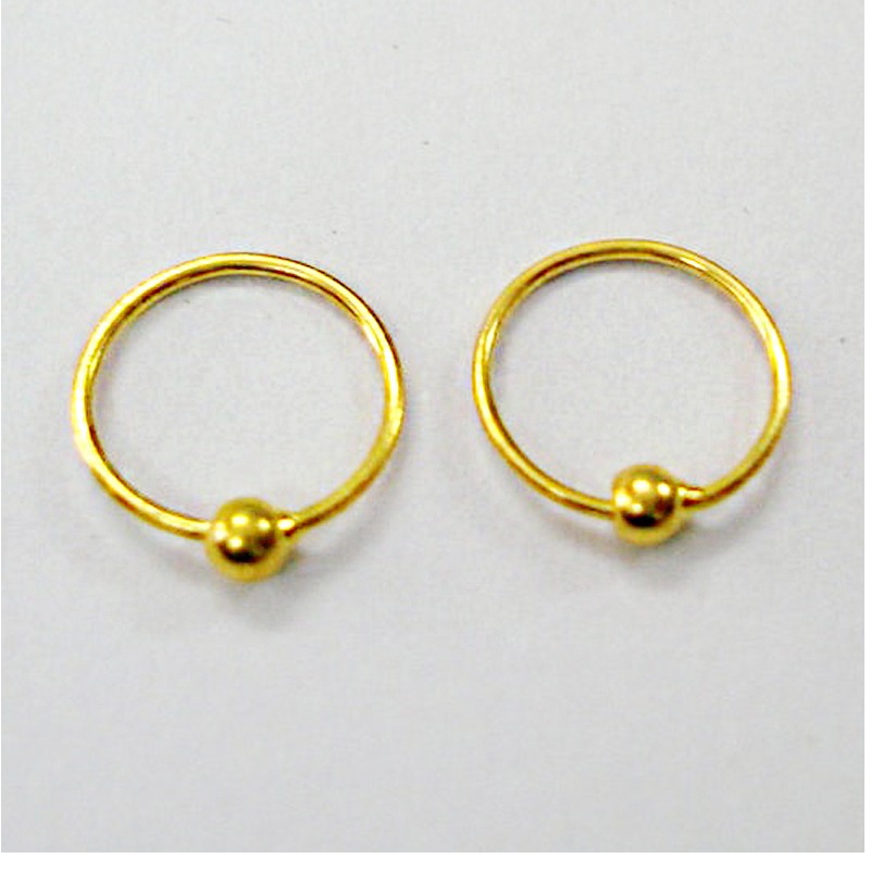 18 Kt Hallmark Real Solid Yellow Gold Infant Cartilage Huggie Hoop Earrings 10MM