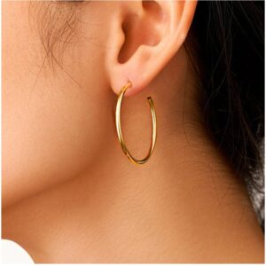 22 Kt Hallmark Real Solid Yellow Gold Medium Dainty Round Huggie Hoop Earrings