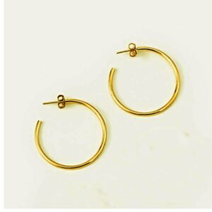22 Kt Hallmark Real Solid Yellow Gold Medium Dainty Round Huggie Hoop Earrings