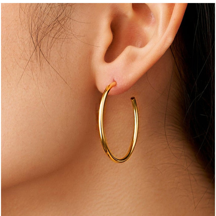 22 Kt Hallmark Real Solid Yellow Gold Medium Dainty Round Huggie Hoop Earrings