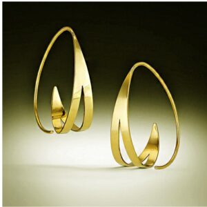 18 Kt Hallmark Real Solid Yellow Gold Dangle Drop Large Huggie Hoop Earrings