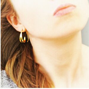 18 Kt Hallmark Real Solid Yellow Gold Dangle Drop Large Huggie Hoop Earrings