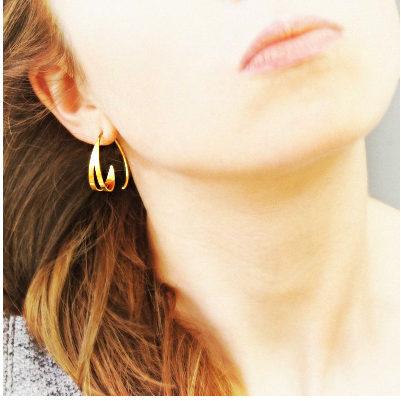 18 Kt Hallmark Real Solid Yellow Gold Dangle Drop Large Huggie Hoop Earrings