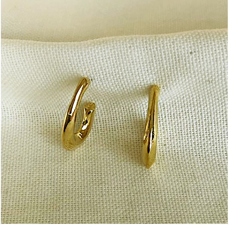 22 Kt Hallmark Real Solid Yellow Gold U Curve Classic Huggie Hoop Earrings - Image 4