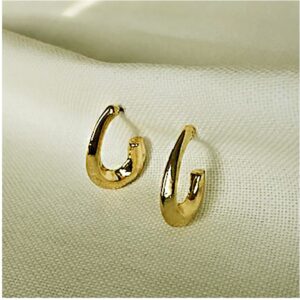 22 Kt Hallmark Real Solid Yellow Gold U Curve Classic Huggie Hoop Earrings