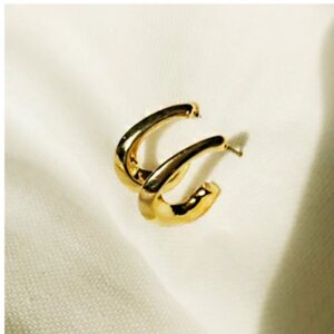 22 Kt Hallmark Real Solid Yellow Gold U Curve Classic Huggie Hoop Earrings