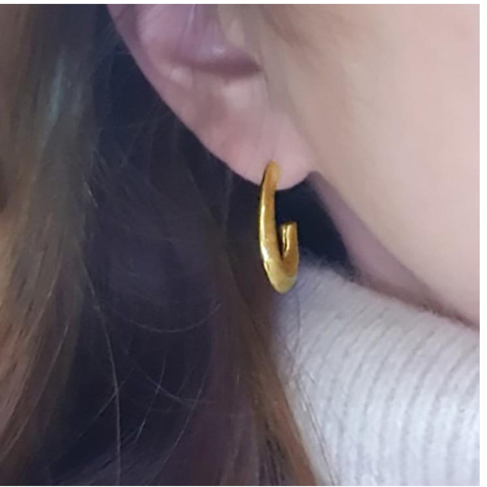 22 Kt Hallmark Real Solid Yellow Gold U Curve Classic Huggie Hoop Earrings