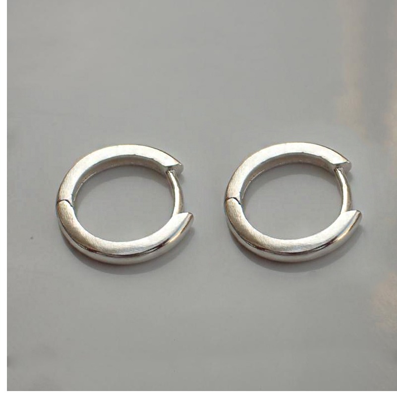 Fine Jewelry 14 Kt Hallmark Real Solid White Gold Bridal Huggie Hoop Earrings - Image 3