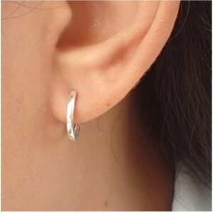 Fine Jewelry 14 Kt Hallmark Real Solid White Gold Bridal Huggie Hoop Earrings