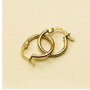 18 Kt Hallmark Solid Yellow Gold Orecchini Donna Oro Giallo Huggie Hoop Earrings