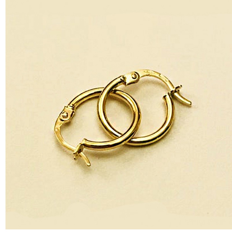 18 Kt Hallmark Solid Yellow Gold Orecchini Donna Oro Giallo Huggie Hoop Earrings - Image 3