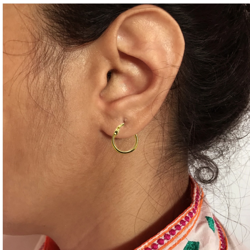 18 Kt Hallmark Solid Yellow Gold Orecchini Donna Oro Giallo Huggie Hoop Earrings - Image 2