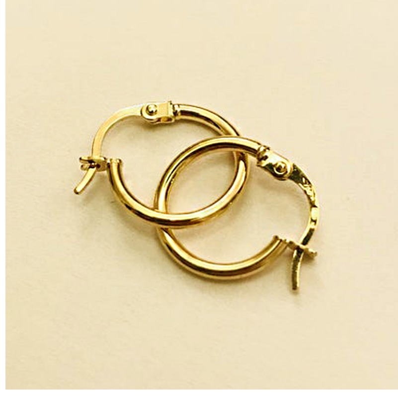 18 Kt Hallmark Solid Yellow Gold Orecchini Donna Oro Giallo Huggie Hoop Earrings