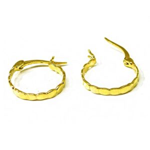 22 Kt Hallmark Real Solid Yellow Vintage Minimalist Simple Huggie Hoop Earrings