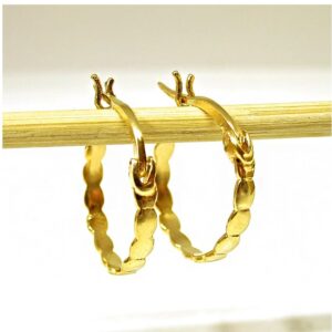 22 Kt Hallmark Real Solid Yellow Vintage Minimalist Simple Huggie Hoop Earrings