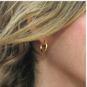 22 Kt Hallmark Real Solid Yellow Vintage Minimalist Simple Huggie Hoop Earrings