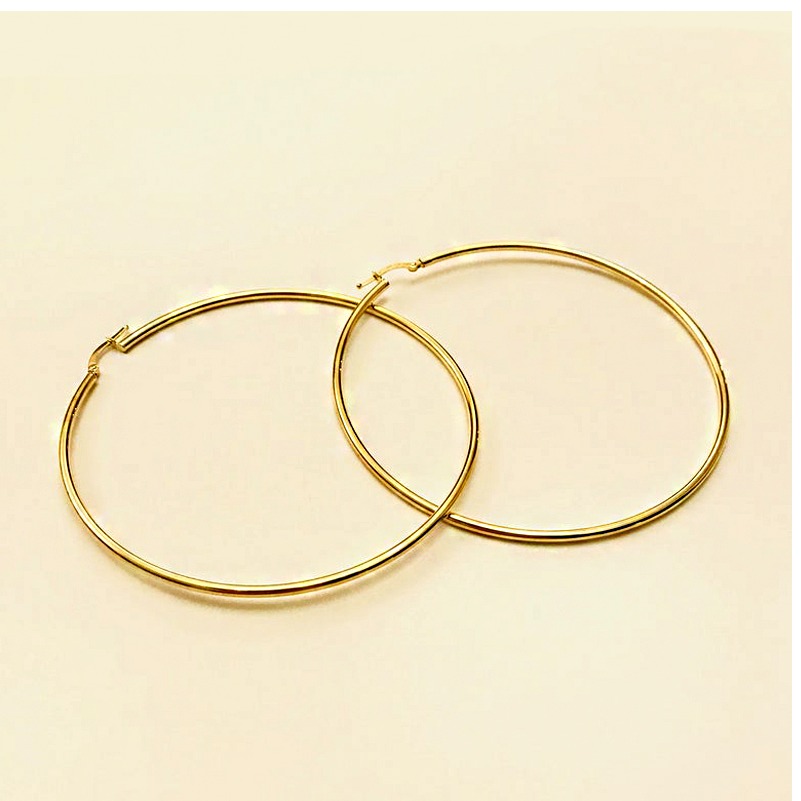 8 Kt Hallmark Solid Yellow Gold Orecchini Donna Oro Giallo Huggie Hoop Earrings - Image 4