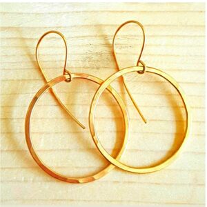 18 Kt Hallmark Solid Yellow Gold Hammered Circle Minimalist Huggie Hoop Earring