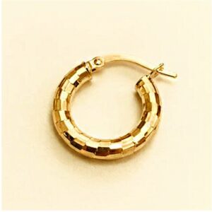 18 Kt Hallmark Solid Yellow Gold Orecchini Donna Oro Giallo Huggie Hoop Earrings
