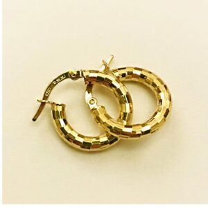 18 Kt Hallmark Solid Yellow Gold Orecchini Donna Oro Giallo Huggie Hoop Earrings