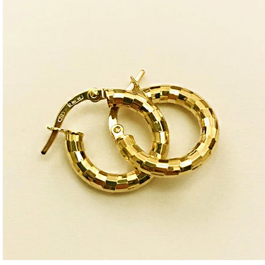 18 Kt Hallmark Solid Yellow Gold Orecchini Donna Oro Giallo Huggie Hoop Earrings - Image 2