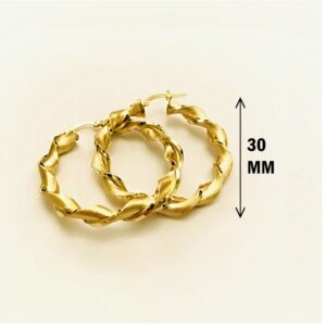 18 Kt Hallmark Solid Yellow Gold Unique Torchon Women'S Huggie Hoop Earring