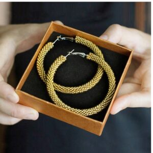 18 Kt Hallmark Real Solid Yellow Gold Beaded Women'S Big Huggie Hoop Earrings