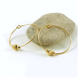 18 K Hallmark Real Solid Yellow Gold Tiny Beaded Minimalist Huggie Hoop Earrings