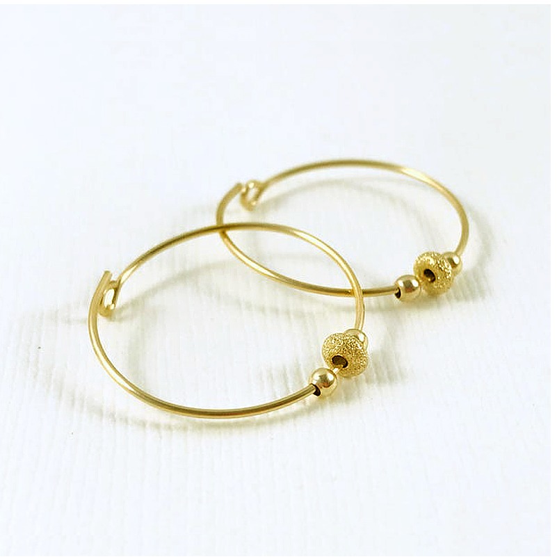 18 K Hallmark Real Solid Yellow Gold Tiny Beaded Minimalist Huggie Hoop Earrings - Image 4