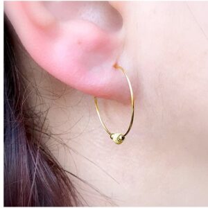 18 K Hallmark Real Solid Yellow Gold Tiny Beaded Minimalist Huggie Hoop Earrings