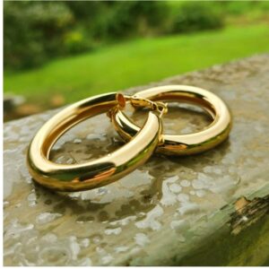 18 Kt Hallmark Real Solid Yellow Gold Puffy Retro Century Huggie Hoop Earrings