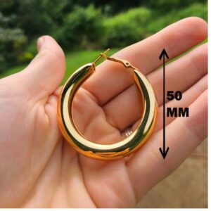 18 Kt Hallmark Real Solid Yellow Gold Puffy Retro Century Huggie Hoop Earrings