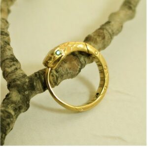 18 Kt Hallmark Real Solid Yellow Gold Snake Emerald Huggie Hoop Stud Earrings