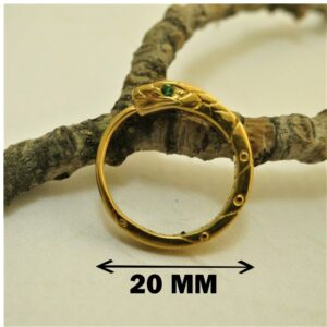 18 Kt Hallmark Real Solid Yellow Gold Snake Emerald Huggie Hoop Stud Earrings