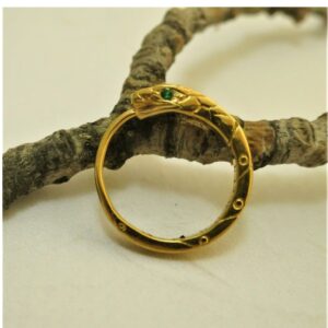 18 Kt Hallmark Real Solid Yellow Gold Snake Emerald Huggie Hoop Stud Earrings