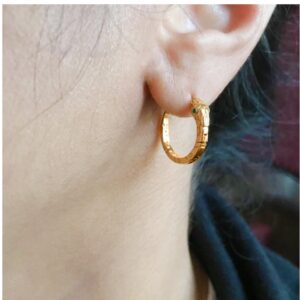 18 Kt Hallmark Real Solid Yellow Gold Snake Emerald Huggie Hoop Stud Earrings