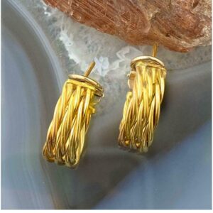 copy of 18 Kt Hallmark Real Solid Yellow Gold Bridesmaids Wedding Dangle Drop Ea