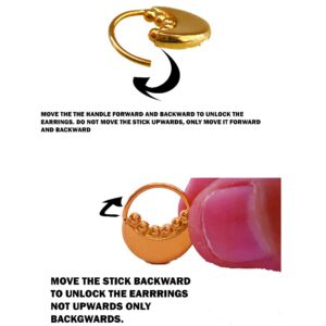 18 Kt Real Solid Yellow Gold Cartilage Piercing Helix Huggie Hoop Earrings 4 Pcs