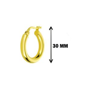 22 Kt Real Solid Yellow Gold Medium Round Classic Women'S Huggie Hoop Earrings