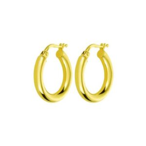 22 Kt Real Solid Yellow Gold Medium Round Classic Women'S Huggie Hoop Earrings