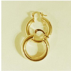 22 Kt Real Solid Yellow Gold Thick Round Chunky Women'S Huggie Hoop Earrings