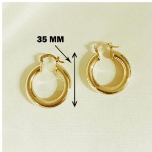 22 Kt Real Solid Yellow Gold Thick Round Chunky Women'S Huggie Hoop Earrings