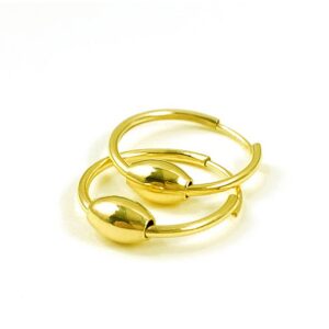 22 Kt Real Solid Yellow Gold Dainty Minimalist Unisex Huggie Hoop Earrings