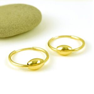 22 Kt Real Solid Yellow Gold Dainty Minimalist Unisex Huggie Hoop Earrings