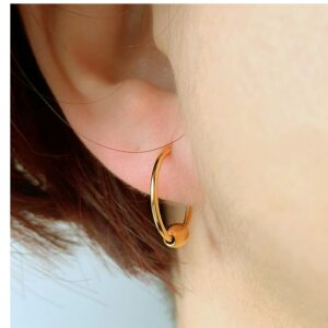 22 Kt Real Solid Yellow Gold Dainty Minimalist Unisex Huggie Hoop Earrings