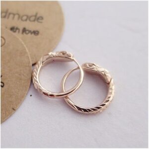 Fine Jewelry 18 Kt Hallmark Real Solid Rose Gold Snake Huggie Hoop Earrings