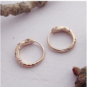 Fine Jewelry 18 Kt Hallmark Real Solid Rose Gold Snake Huggie Hoop Earrings