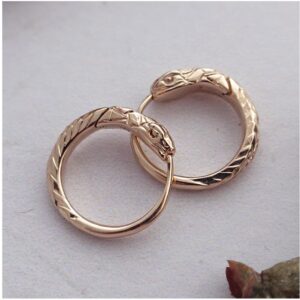 Fine Jewelry 18 Kt Hallmark Real Solid Rose Gold Snake Huggie Hoop Earrings