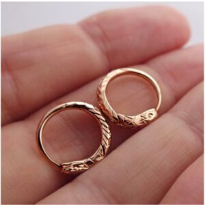 Fine Jewelry 18 Kt Hallmark Real Solid Rose Gold Snake Huggie Hoop Earrings